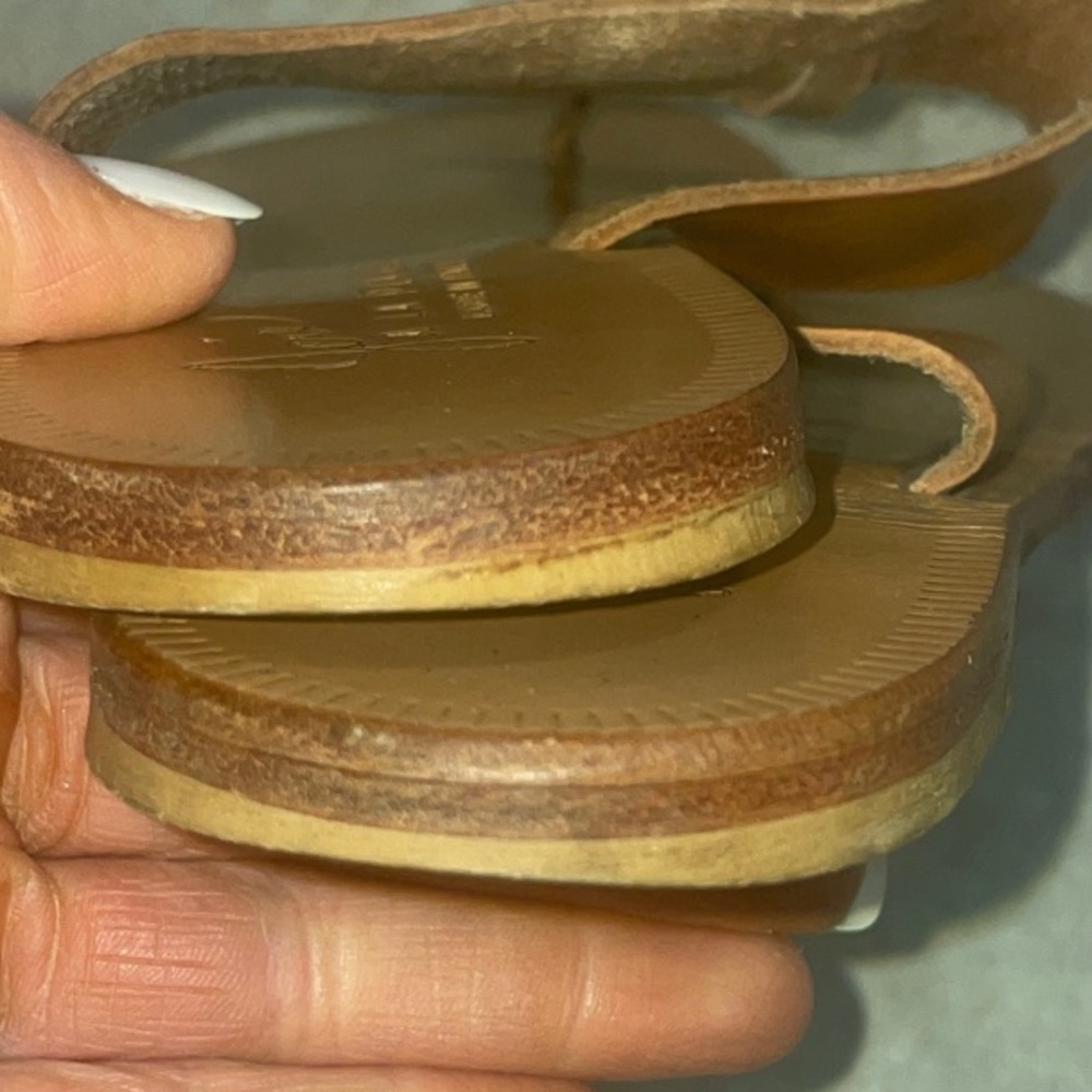 Joie Brown Leather Toe-Post Slide Sandals - Picture 6 of 8